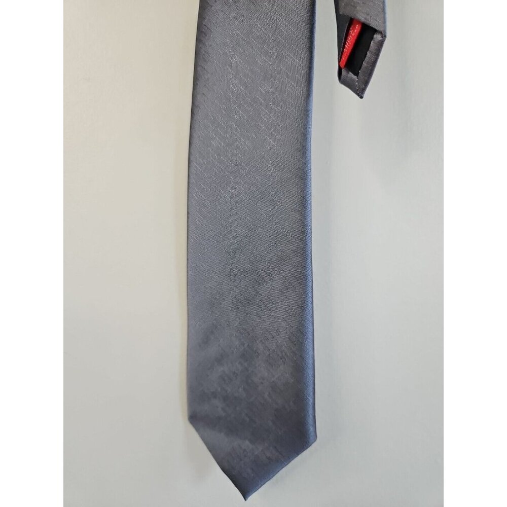 Billy London Gray Solid Pattern Neck Tie, Narrow, 100% Polyester